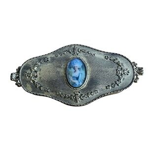 Apollo Studios Antique 24k Gold Amber Glass Vanity Compact Powder Box‎